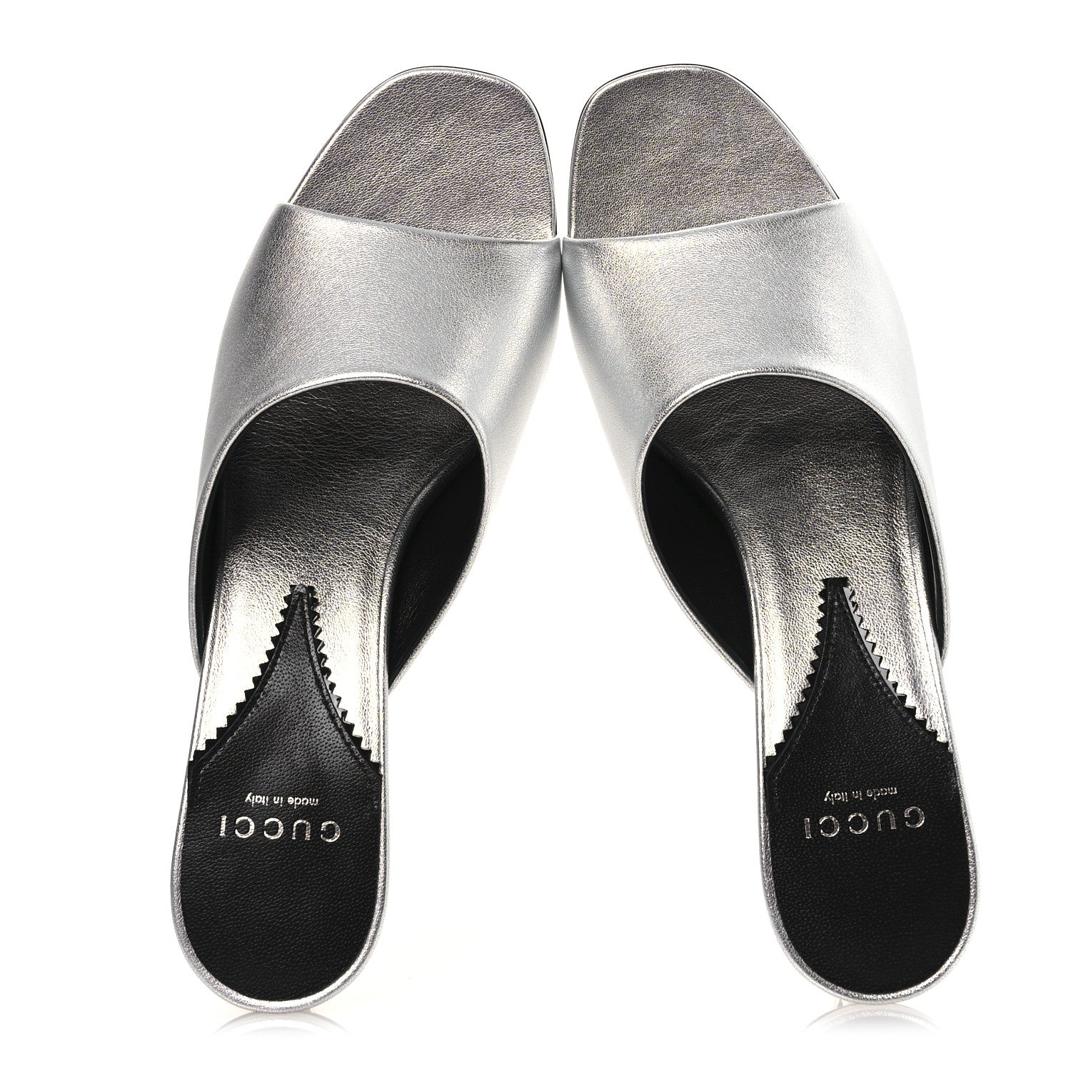 Gucci Nappa Lame Interlocking G Bella 65mm Slide Sandals 39 Argento 2 of 11