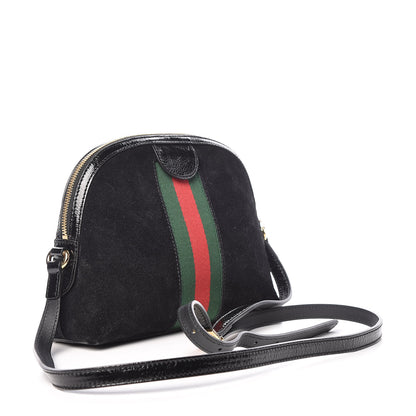 Gucci Suede Patent Web GG Small Ophidia Dome Shoulder Bag Black 3 of 14