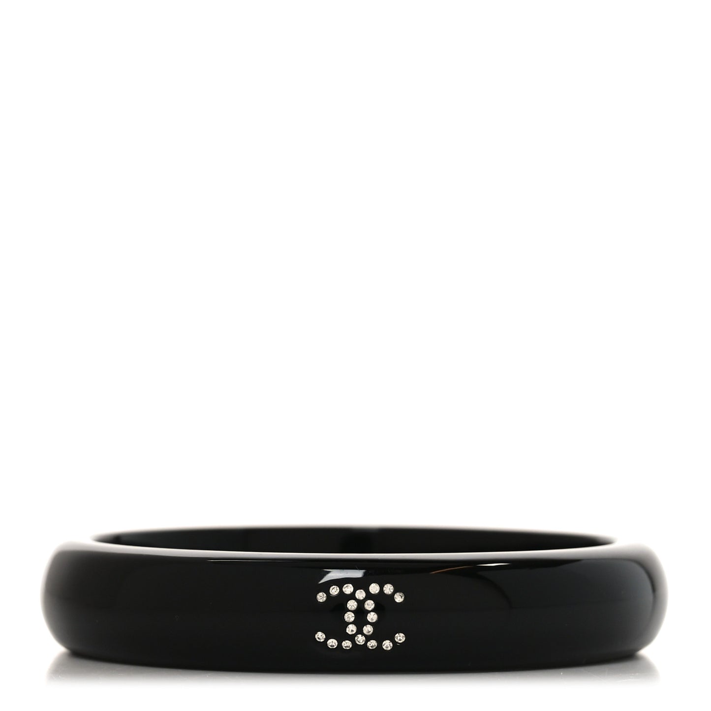 Resin Crystal CC Bangle Bracelet Black