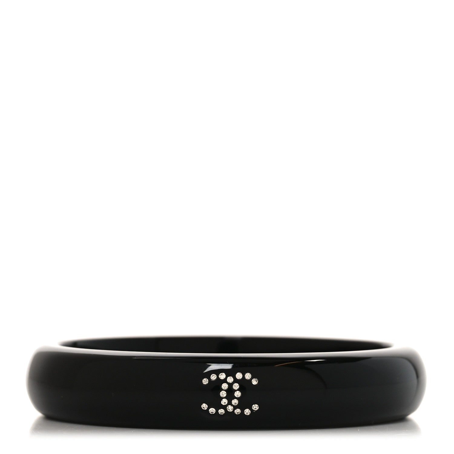 Chanel Resin Crystal CC Bangle Bracelet Black 1 of 4
