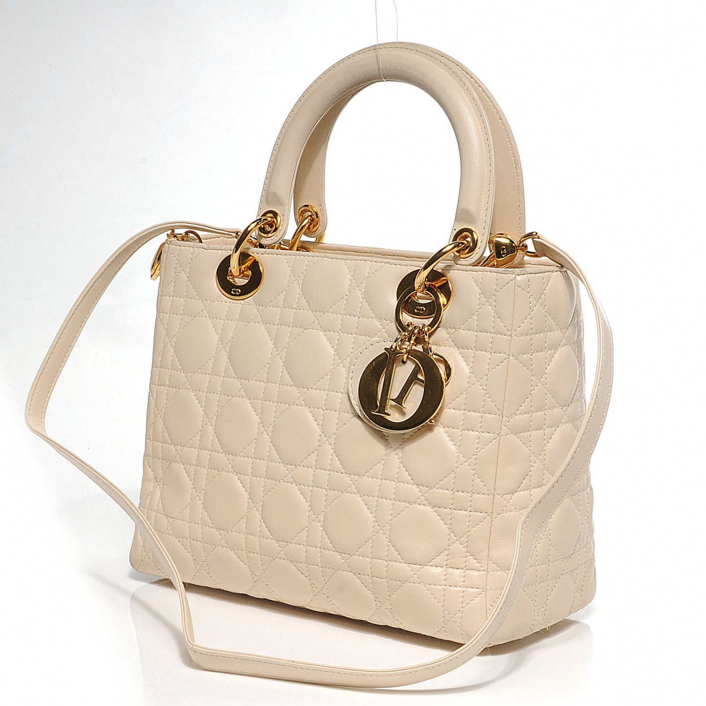 Lambskin Cannage Medium Lady Dior Beige