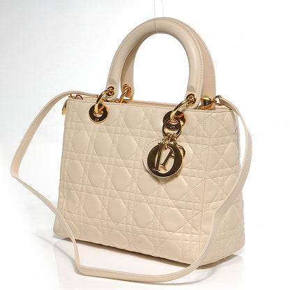 Christian Dior Lambskin Cannage Medium Lady Dior Beige 5 of 8