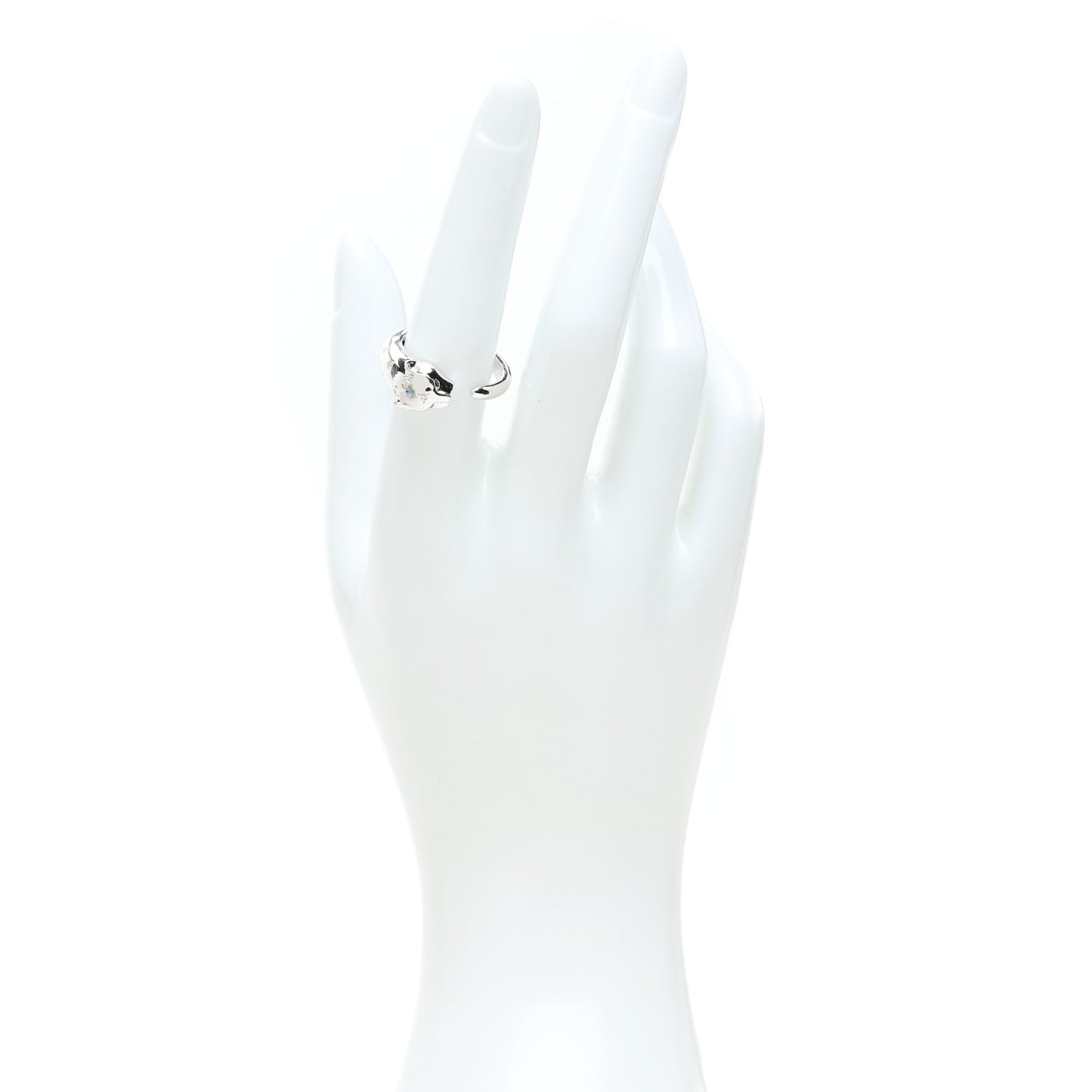 18K White Gold Diamond Tsavorite Panther Ring 54 7