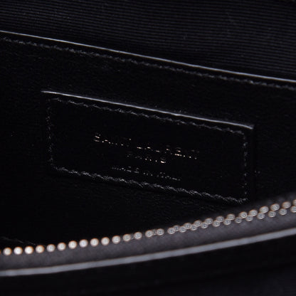 Saint Laurent Sheepskin Matelasse Chevron Monogram Medium College Bag Black 7 of 15