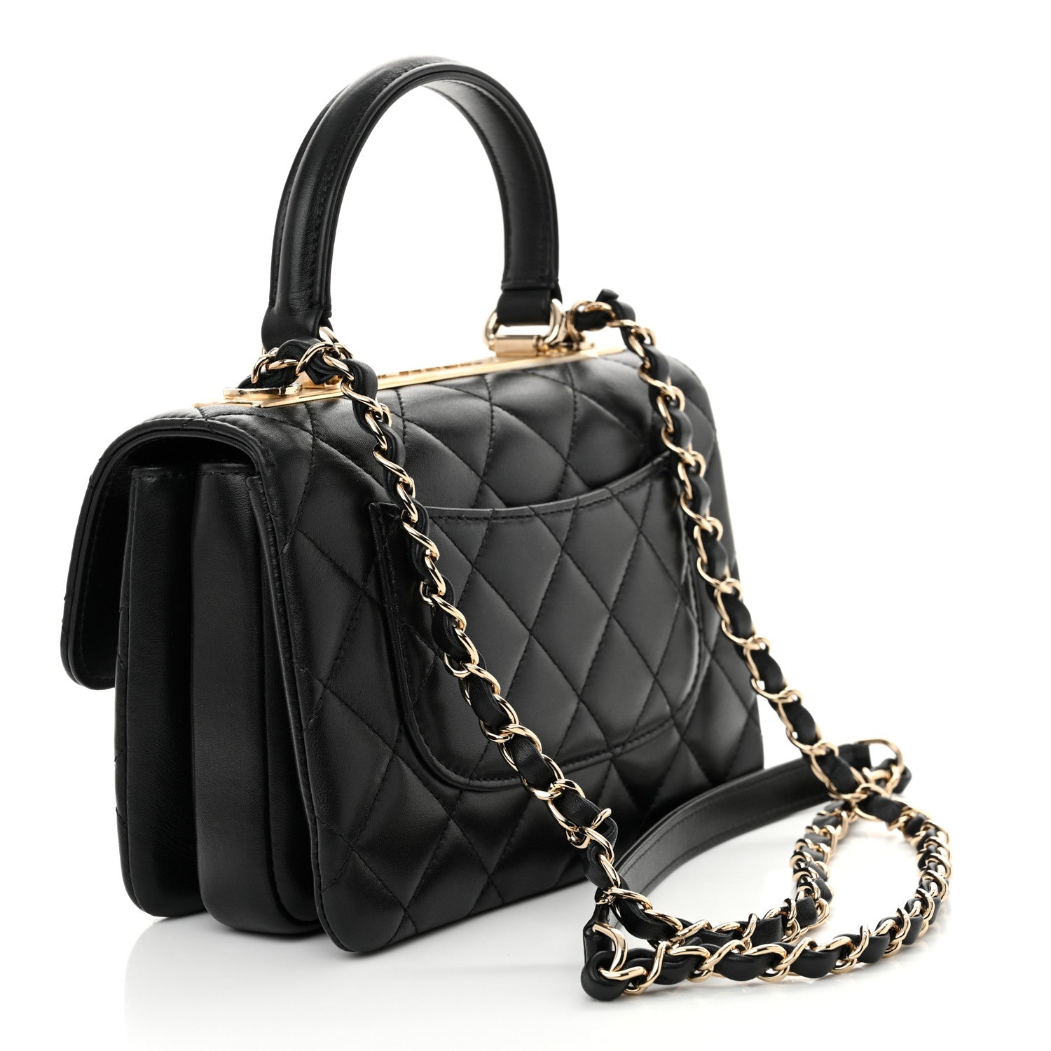 Chanel Lambskin Crystal Quilted Mini Trendy CC Dual Handle Flap Bag Black 3 of 10