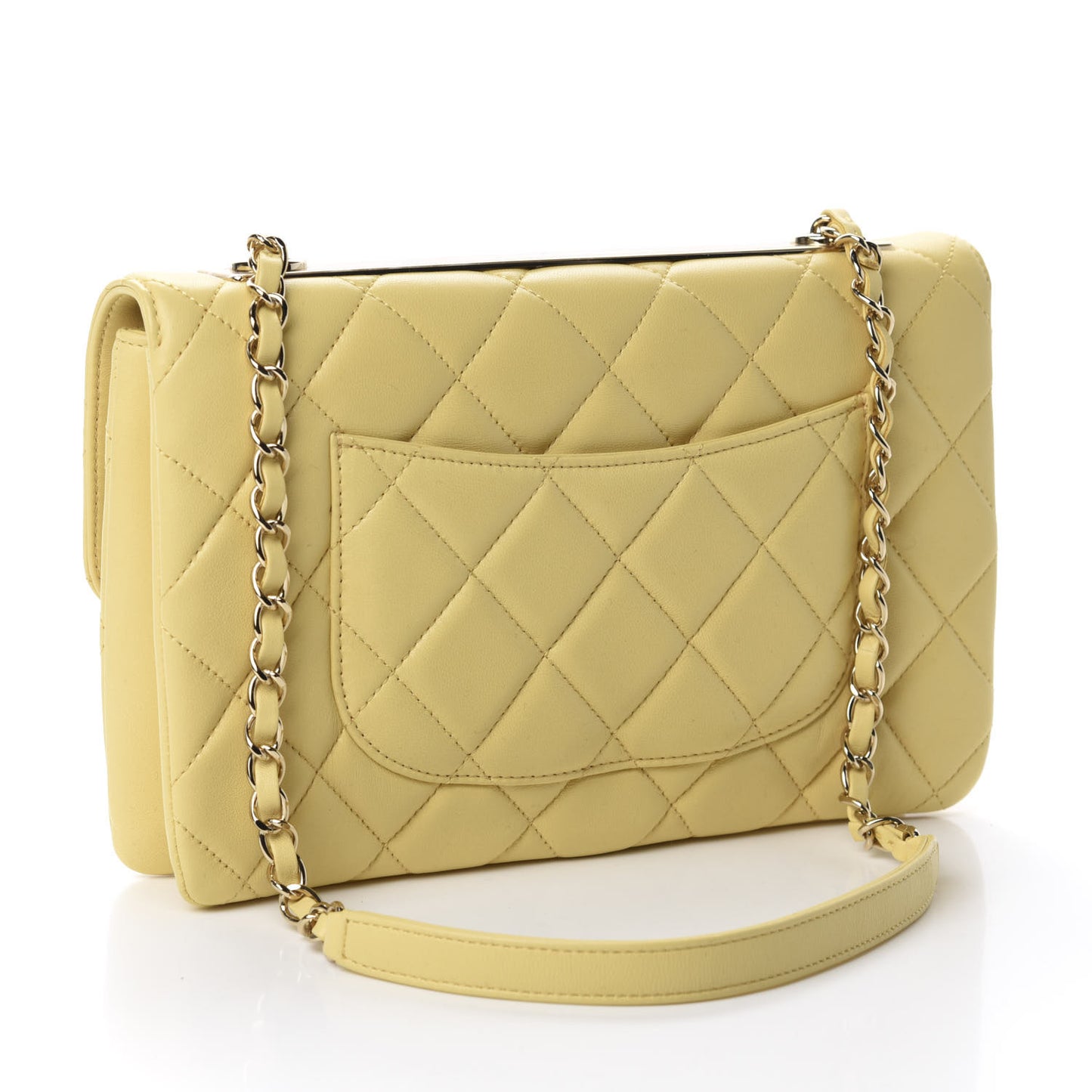 Lambskin Quilted Medium Trendy CC Flap Yellow