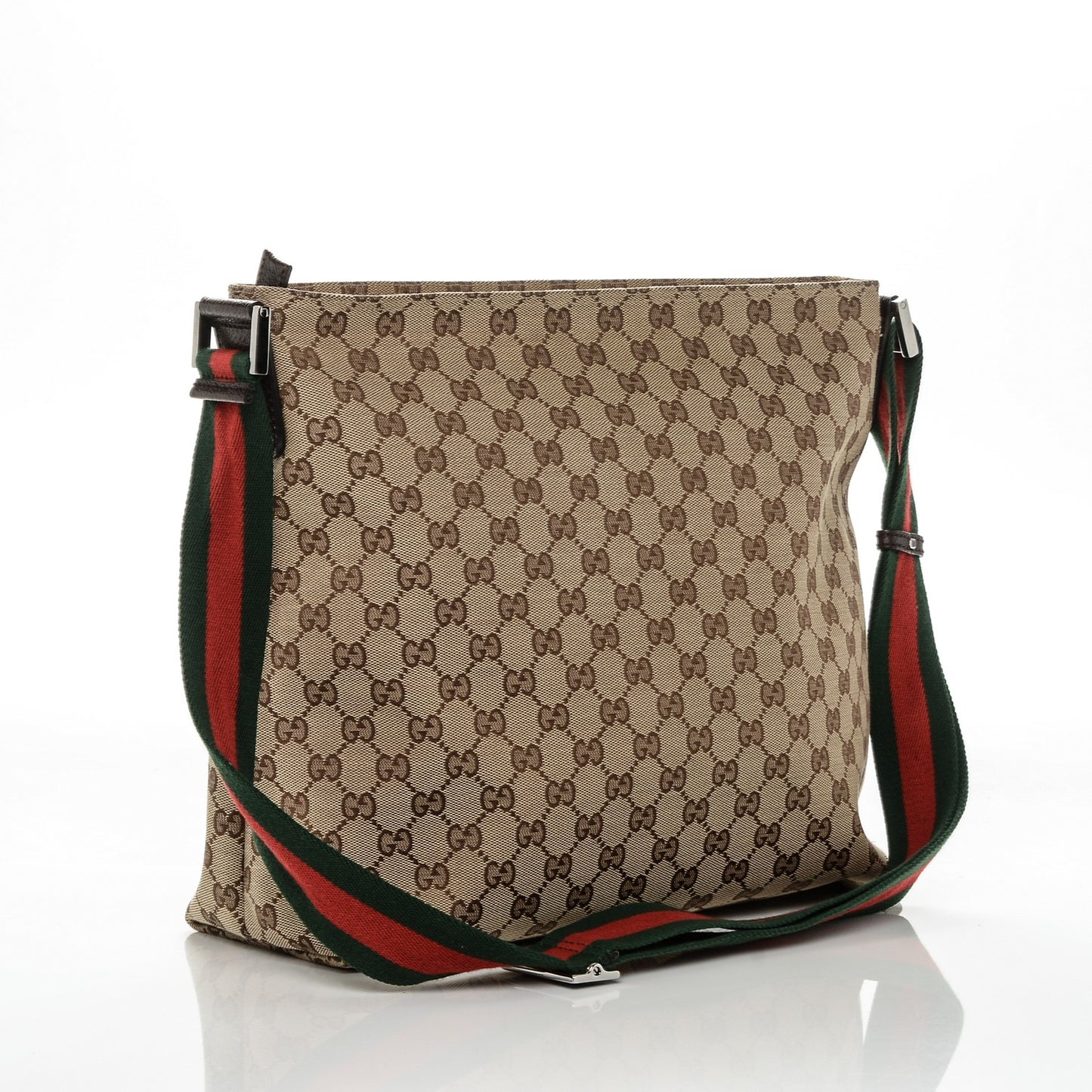 Monogram Web Medium Flat Messenger Bag Brown