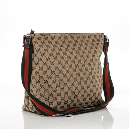 Gucci Monogram Web Medium Flat Messenger Bag Brown 3 of 6