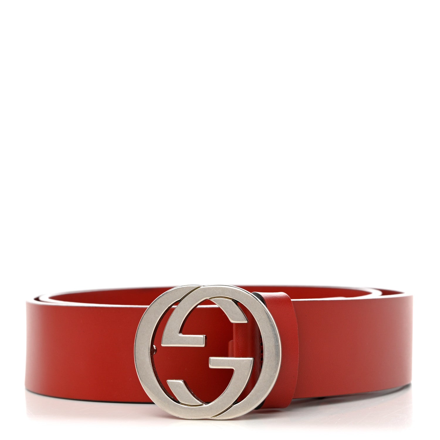 Gucci Selleria Calfskin Nickel Interlocking G 37mm Belt 90 36 Rosso 1 of 5