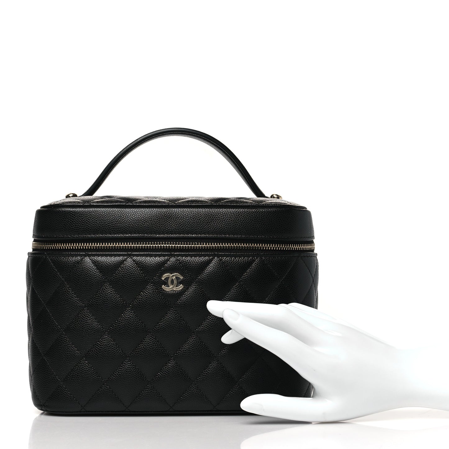 Caviar Quilted Large Vanity Pouch Black