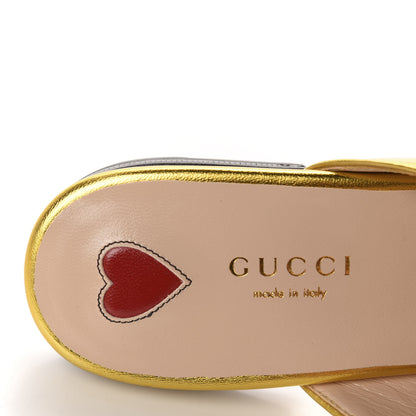 Gucci Metallic Nappa Crystal Womens Princetown Slippers 37.5 Gold 7 of 10