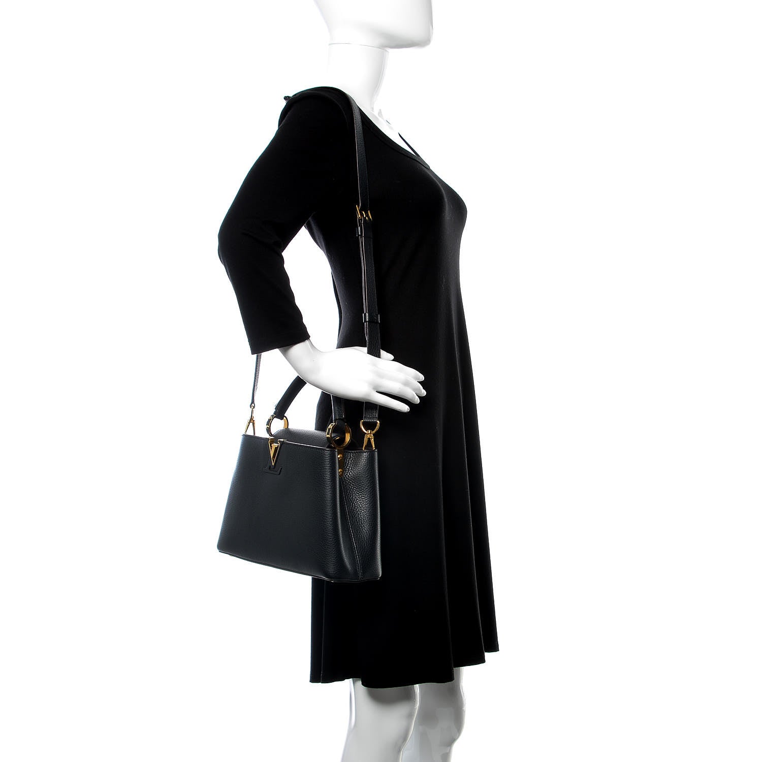 Louis Vuitton Taurillon Capucines BB Black 2 of 13