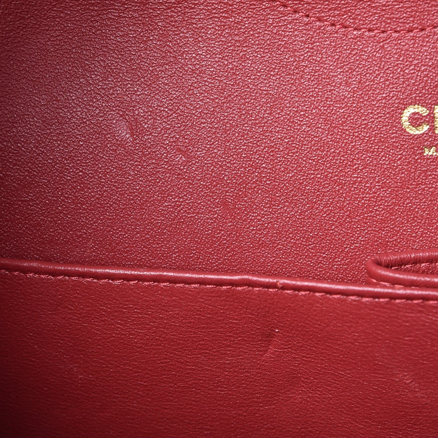 Lambskin Chevron Quilted Jumbo Double Flap Dark Red