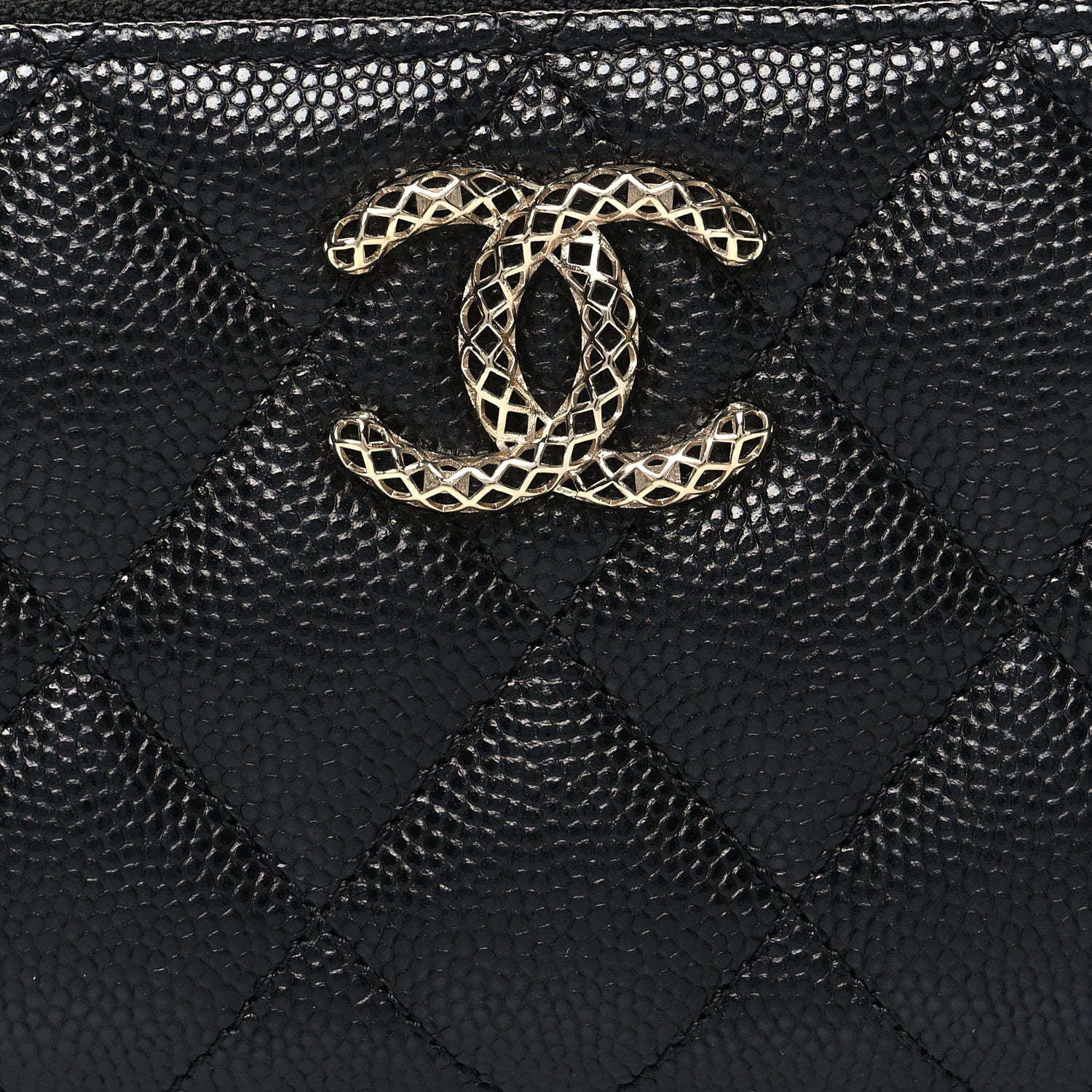 Chanel Caviar Quilted Perforated CC Zip Coin Purse Black 8 of 9