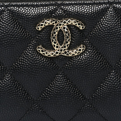 Chanel Caviar Quilted Perforated CC Zip Coin Purse Black 8 of 9