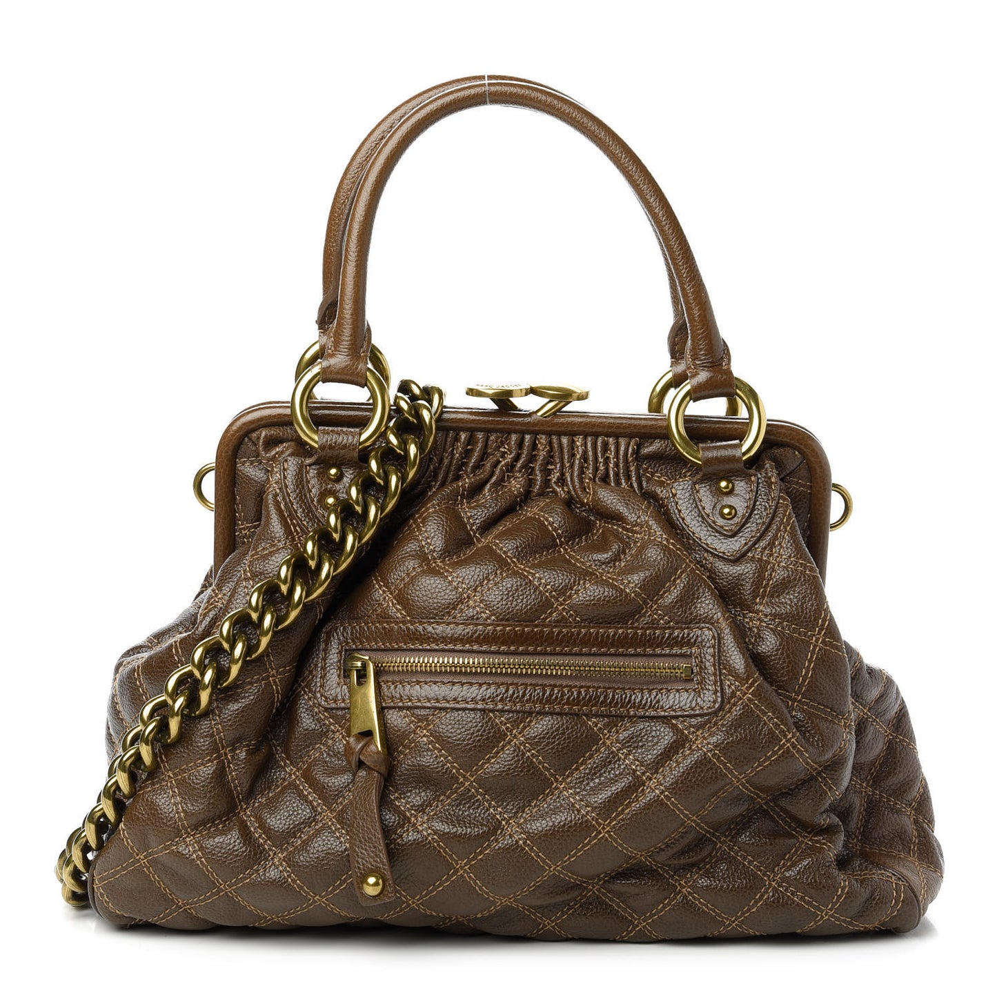 Calfskin Quilted Stam Brown