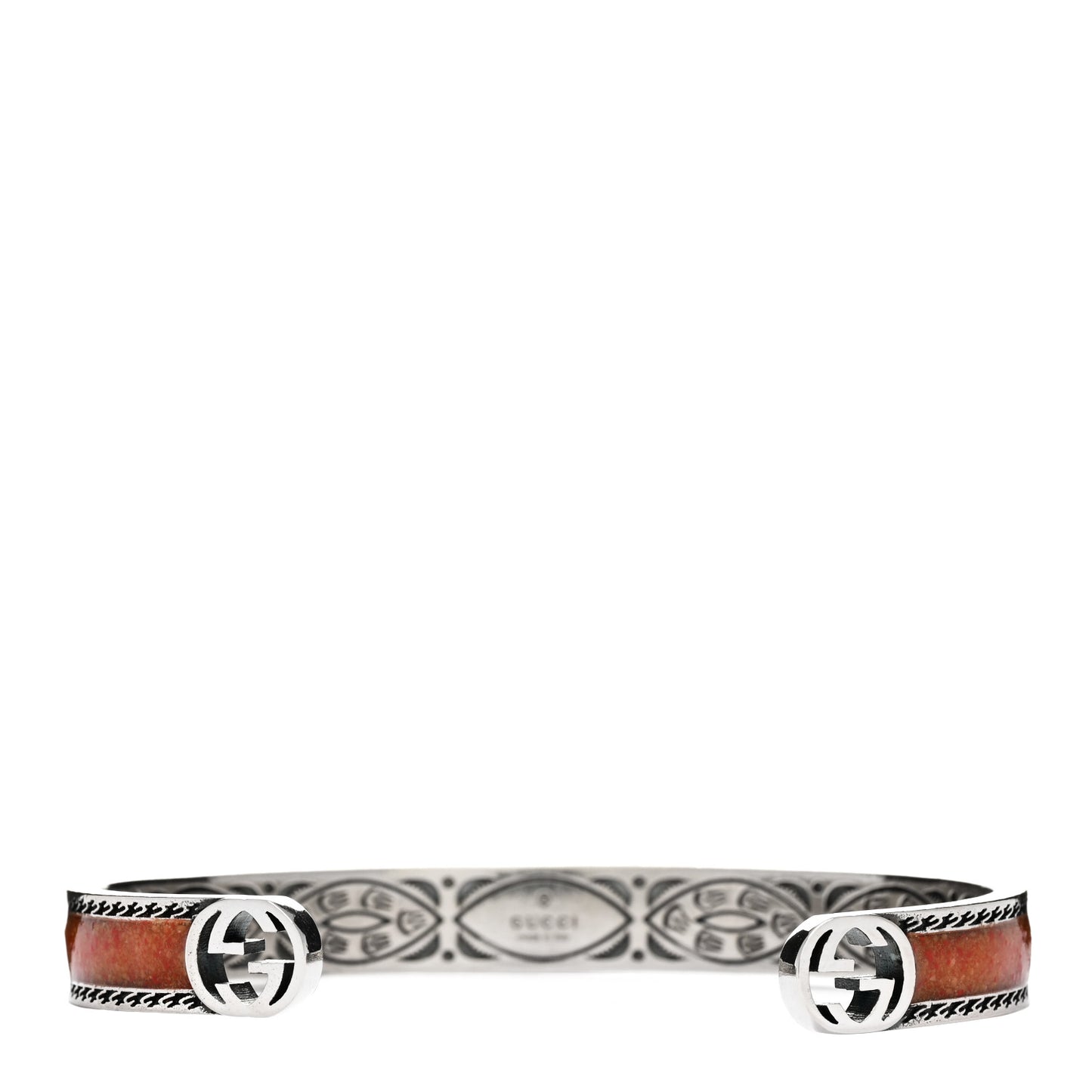Sterling Silver Enamel Thin Interlocking G Cuff Bracelet 18