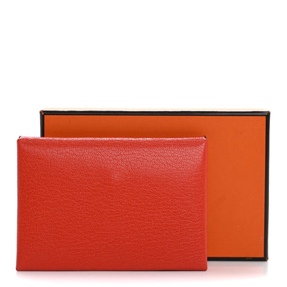 Hermes Chevre Mysore Calvi Duo Card Case Orange Field 8 of 8