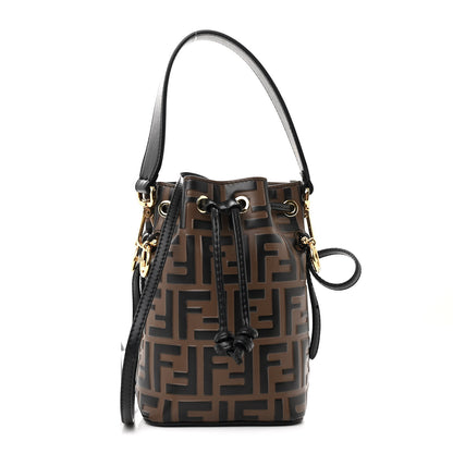 Fendi Vitello Liberty F is Fendi Bi-Color FF 1974 Embossed Mini Mon Tresor Bucket Bag Maya Black 1 of 10