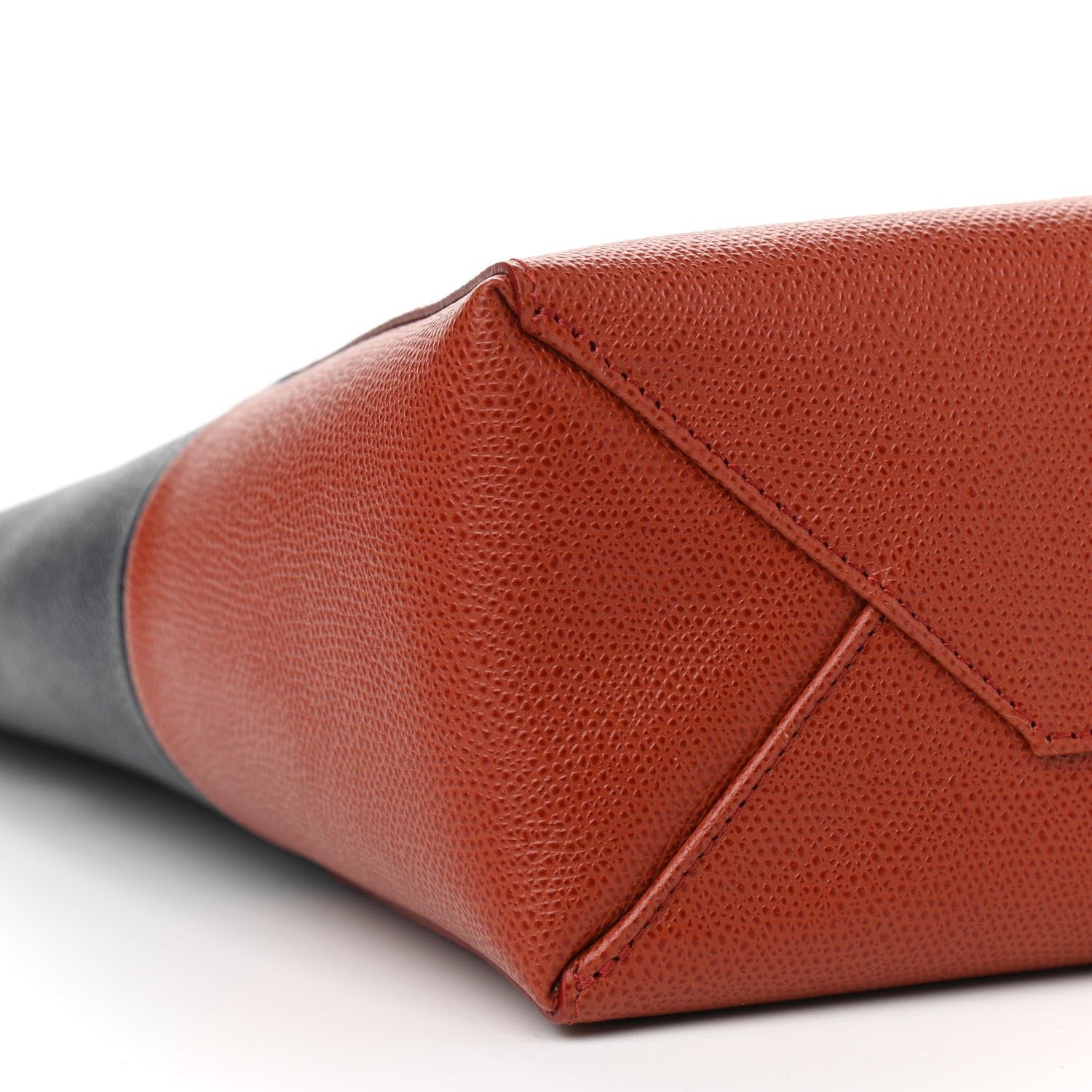 Celine Grained Calfskin Small Vertical Bi-Cabas Navy Terracotta 9 of 12