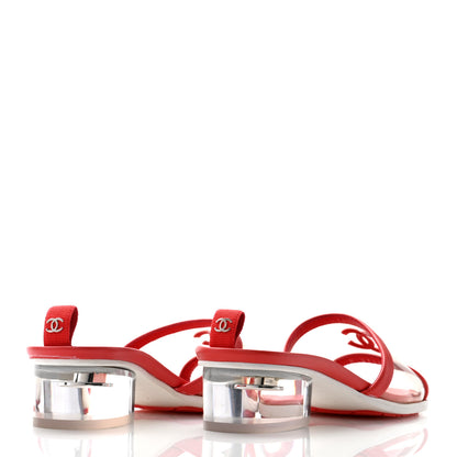 Chanel Lambskin PVC Mule Transparent 37 Red 4 of 8
