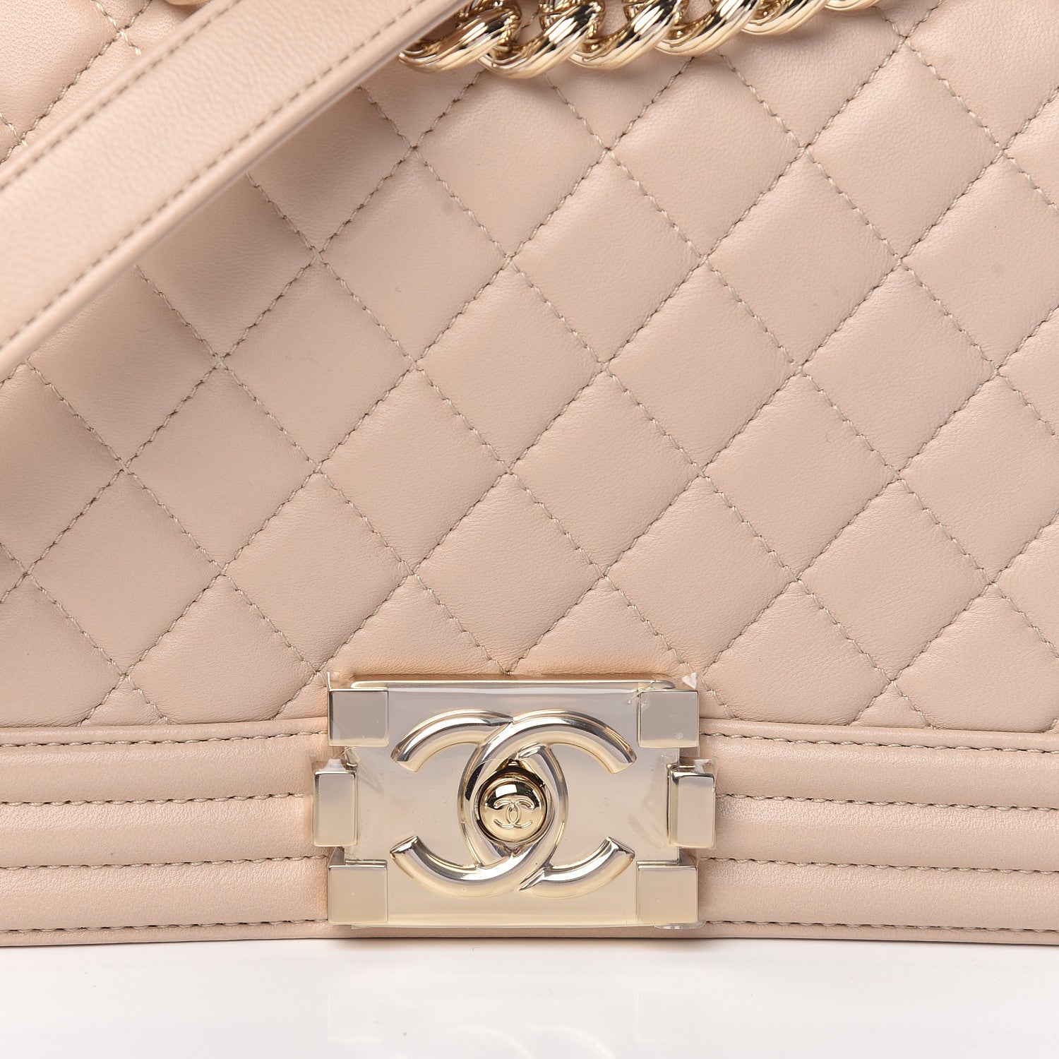 Chanel Lambskin Quilted Medium Boy Flap Light Beige 10 of 10