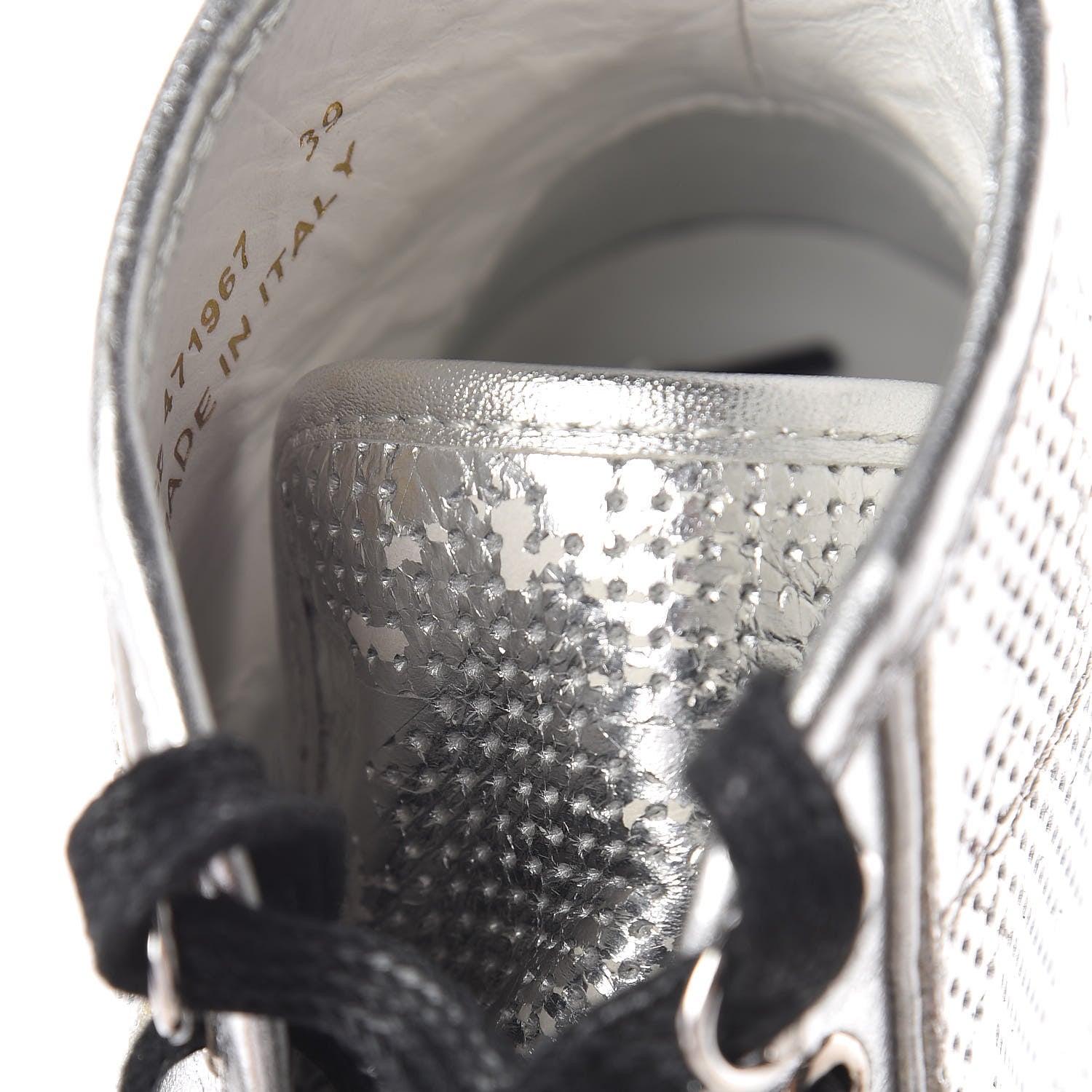 Saint Laurent Metallic Calfskin Lambskin Mens Star Rivington High Top Sneakers 39 Argento 9 of 11