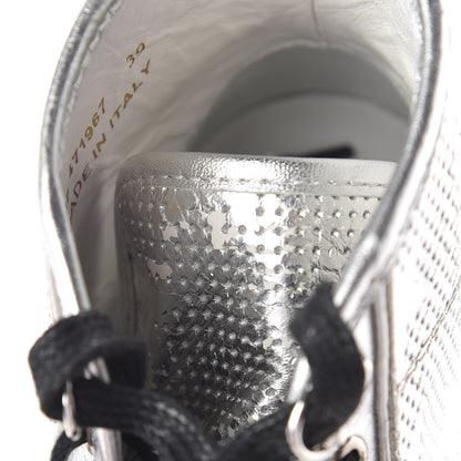 Saint Laurent Metallic Calfskin Lambskin Mens Star Rivington High Top Sneakers 39 Argento 9 of 11