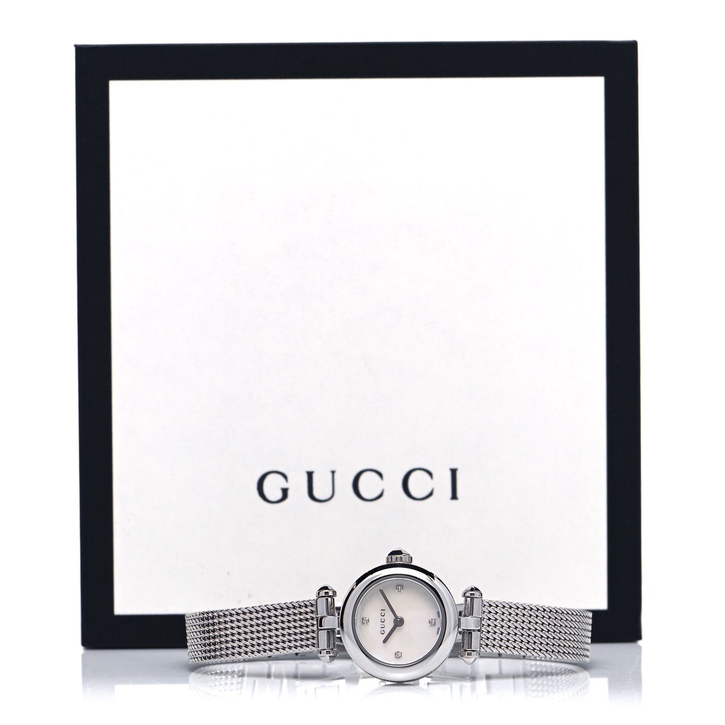 Stainless Steel Diamond Mother of Pearl 22mm Diamantissima Mesh Quartz Watch