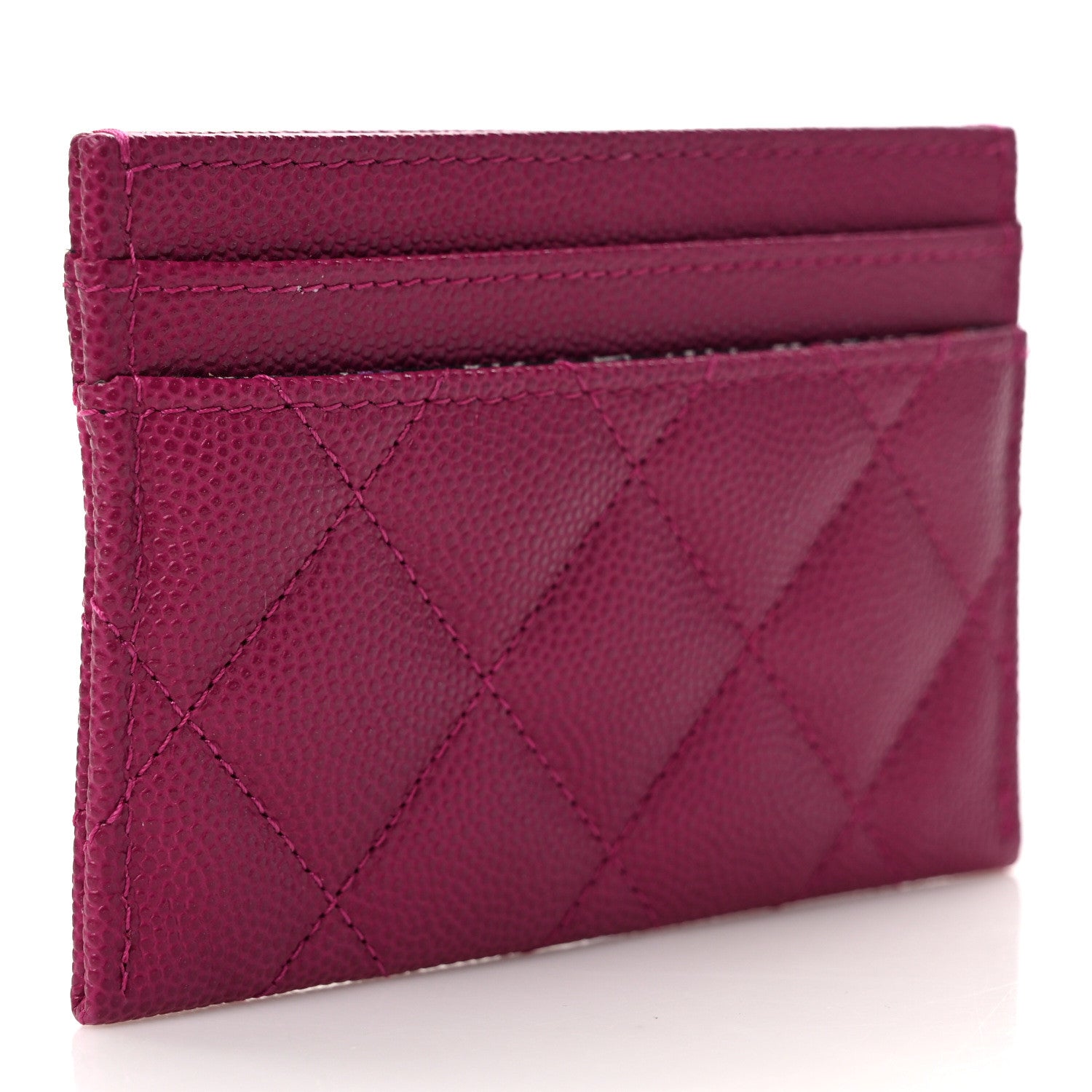 Chanel Caviar Quilted Chain Embossed CC Card Holder Fuchsia 3 of 8