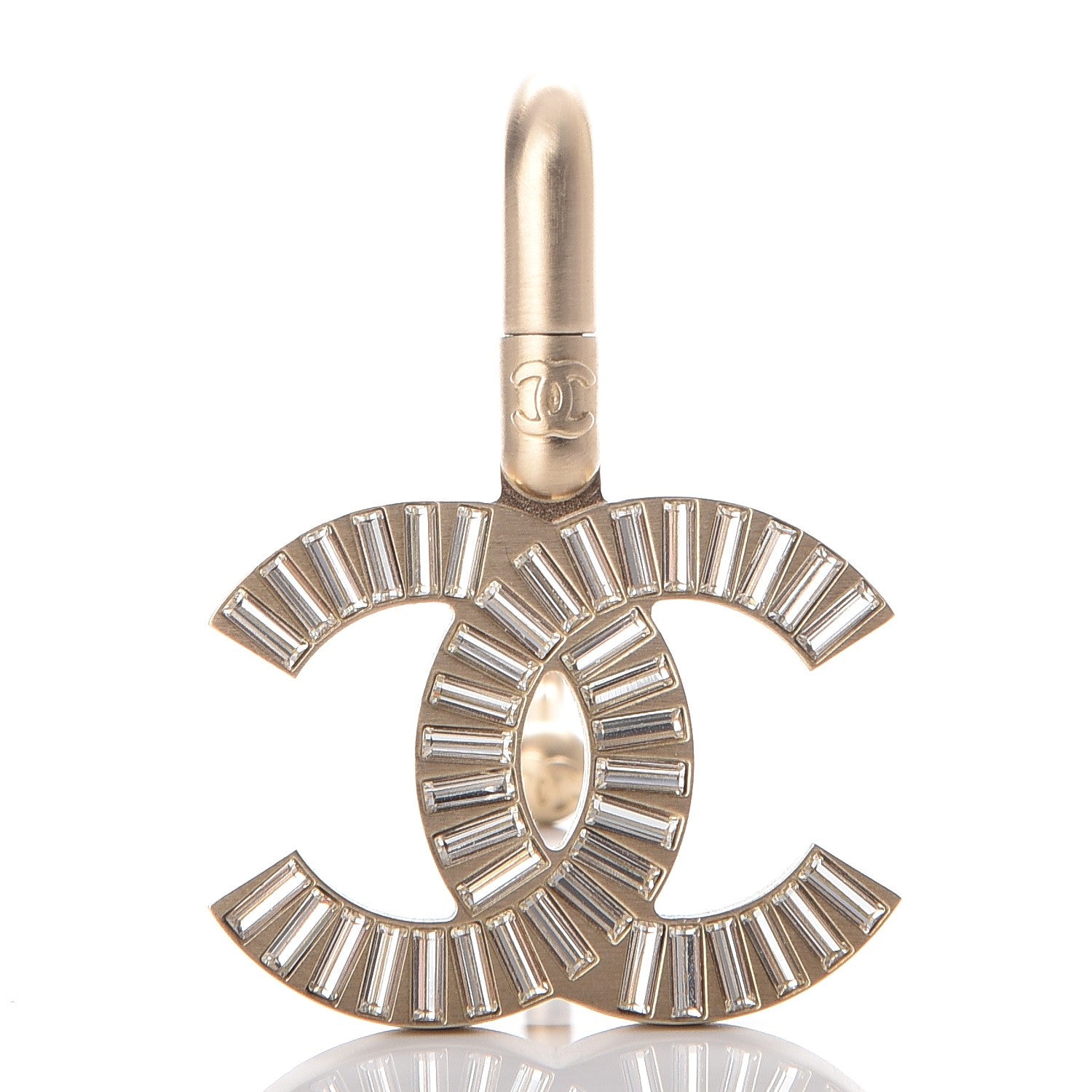 Chanel Baguette Crystal CC Purse Hook Gold 3 of 5
