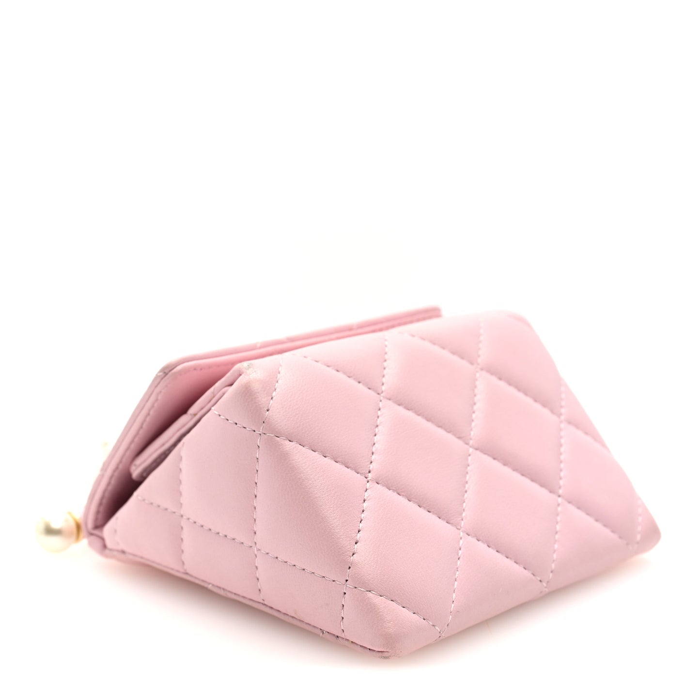 Lambskin Quilted Pearl Pyramid Clutch With Chain Pink