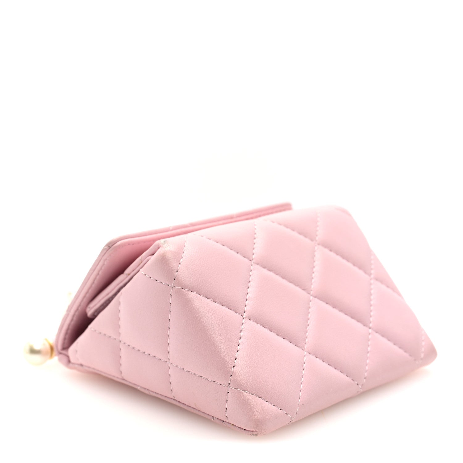 Chanel Lambskin Quilted Pearl Pyramid Clutch With Chain Pink 4 of 10