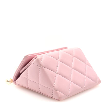 Chanel Lambskin Quilted Pearl Pyramid Clutch With Chain Pink 4 of 10