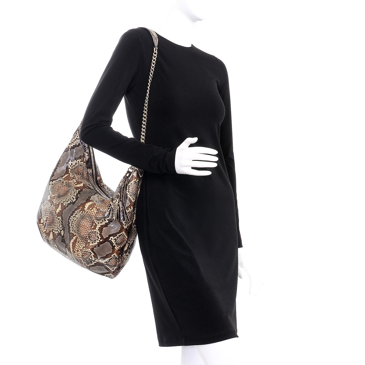 Gucci Python Medium Soho Chain Hobo Beige 2 of 7