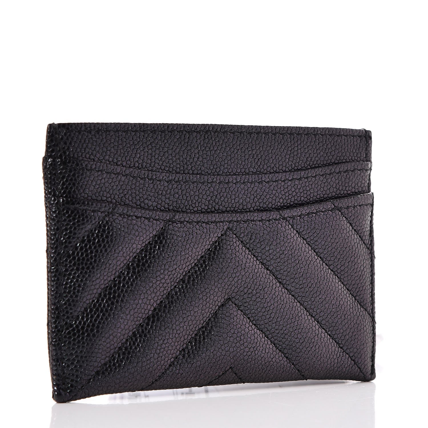 Chanel Iridescent Caviar Chevron Quilted Card Holder Black 3 of 9