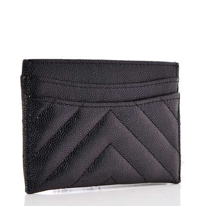 Chanel Iridescent Caviar Chevron Quilted Card Holder Black 3 of 9