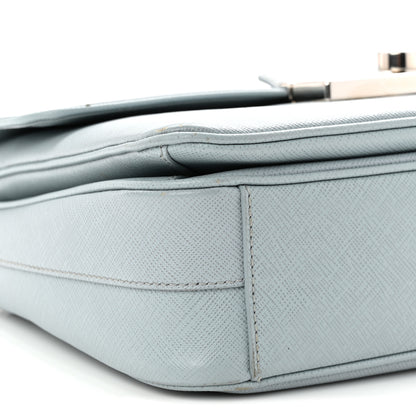 Prada Saffiano Lux Sound Top Handle Light Blue 9 of 17