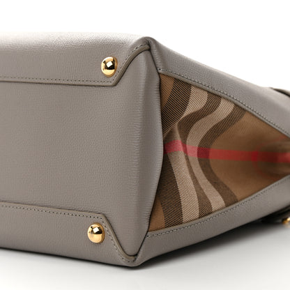Burberry Derby Calfskin House Check Medium Banner Tote Taupe Brown 11 of 13