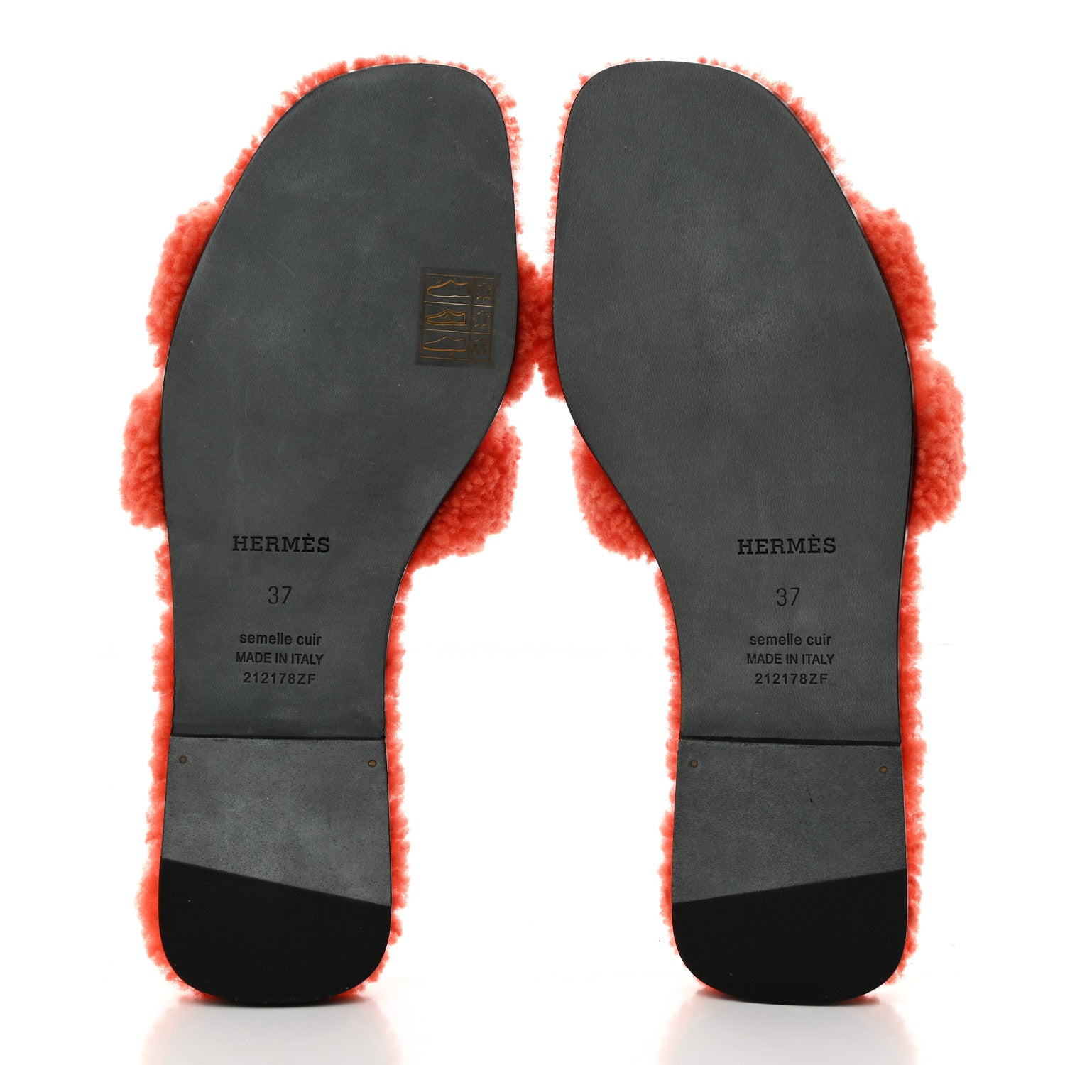 Hermes Woolskin Oran Sandals 37 Orange 5 of 8