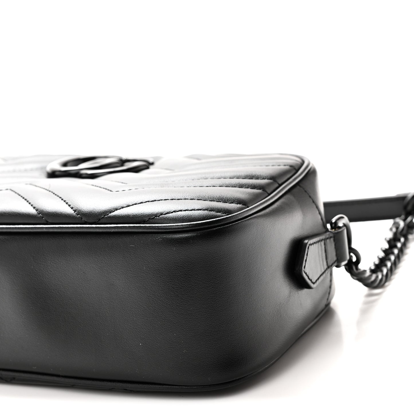 Calfskin Matelasse Monochrome Small GG Marmont Chain Shoulder Bag Black