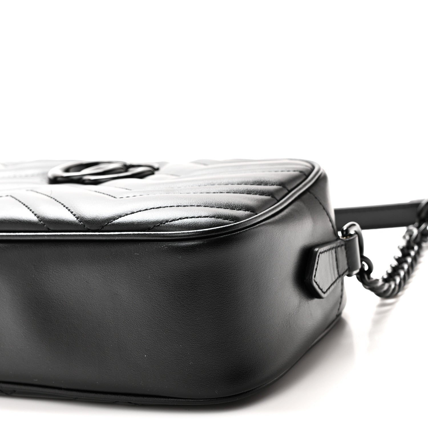 Gucci Calfskin Matelasse Monochrome Small GG Marmont Chain Shoulder Bag Black 10 of 10