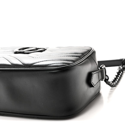 Gucci Calfskin Matelasse Monochrome Small GG Marmont Chain Shoulder Bag Black 10 of 10