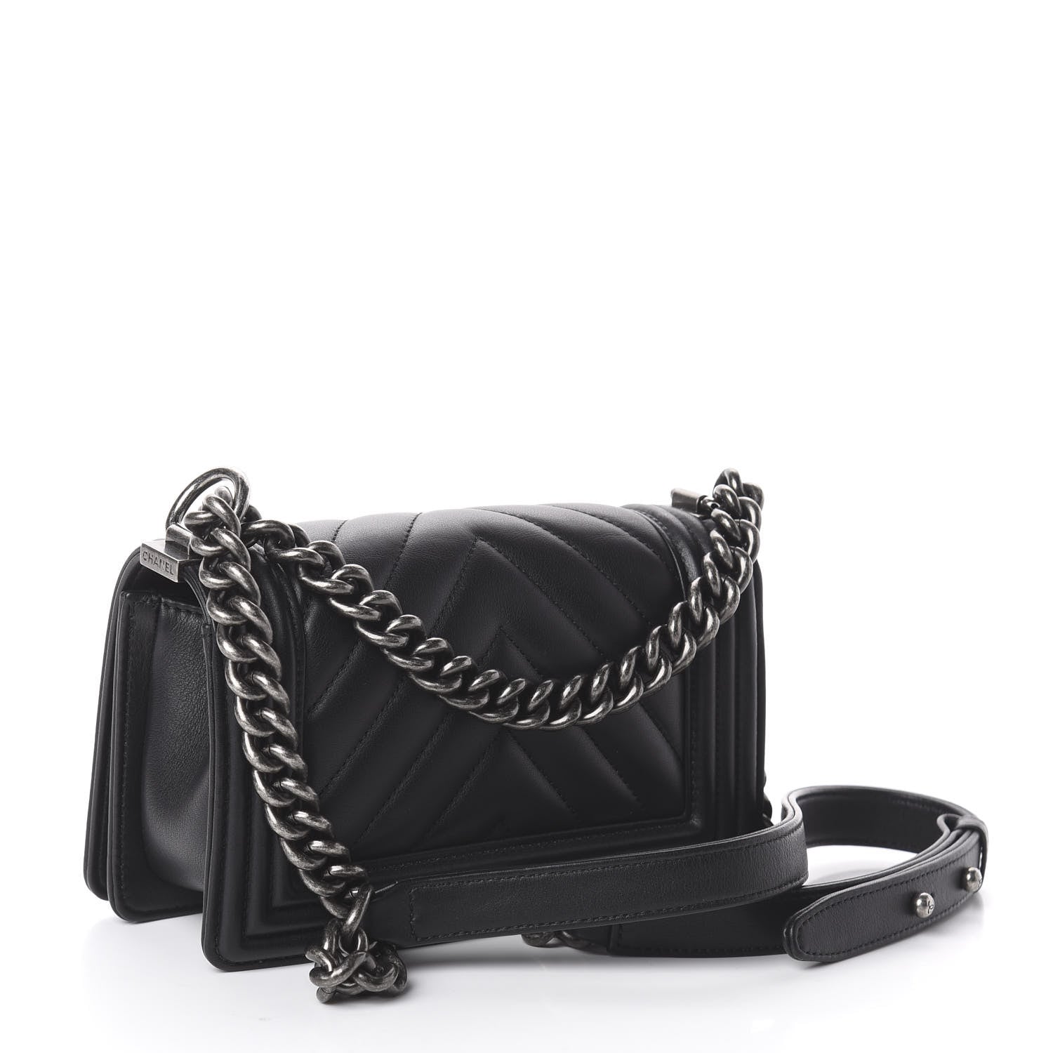 Chanel Calfskin Chevron Quilted Small Boy Flap Black 2 of 8