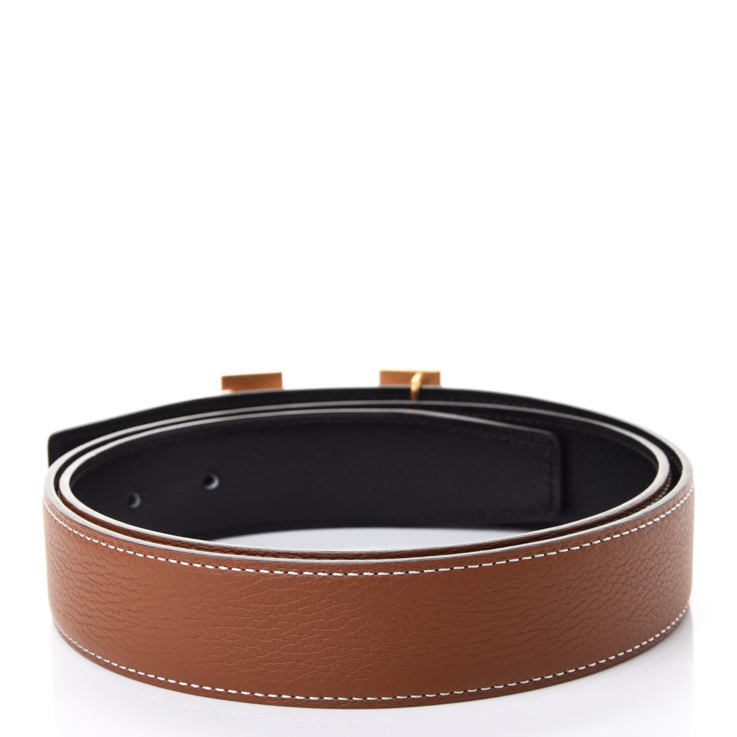 Box Taurillon Clemence 32mm H Belt 85 Black Gold