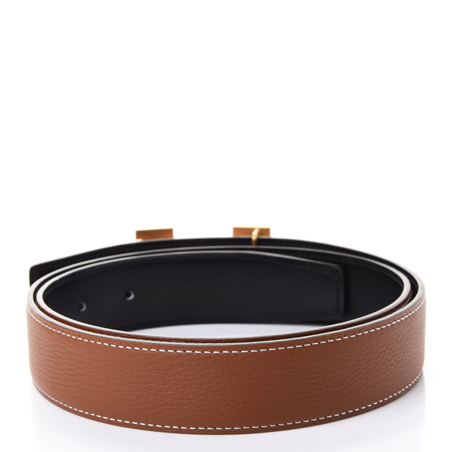 Hermes Box Taurillon Clemence 32mm H Belt 85 Black Gold 2 of 5