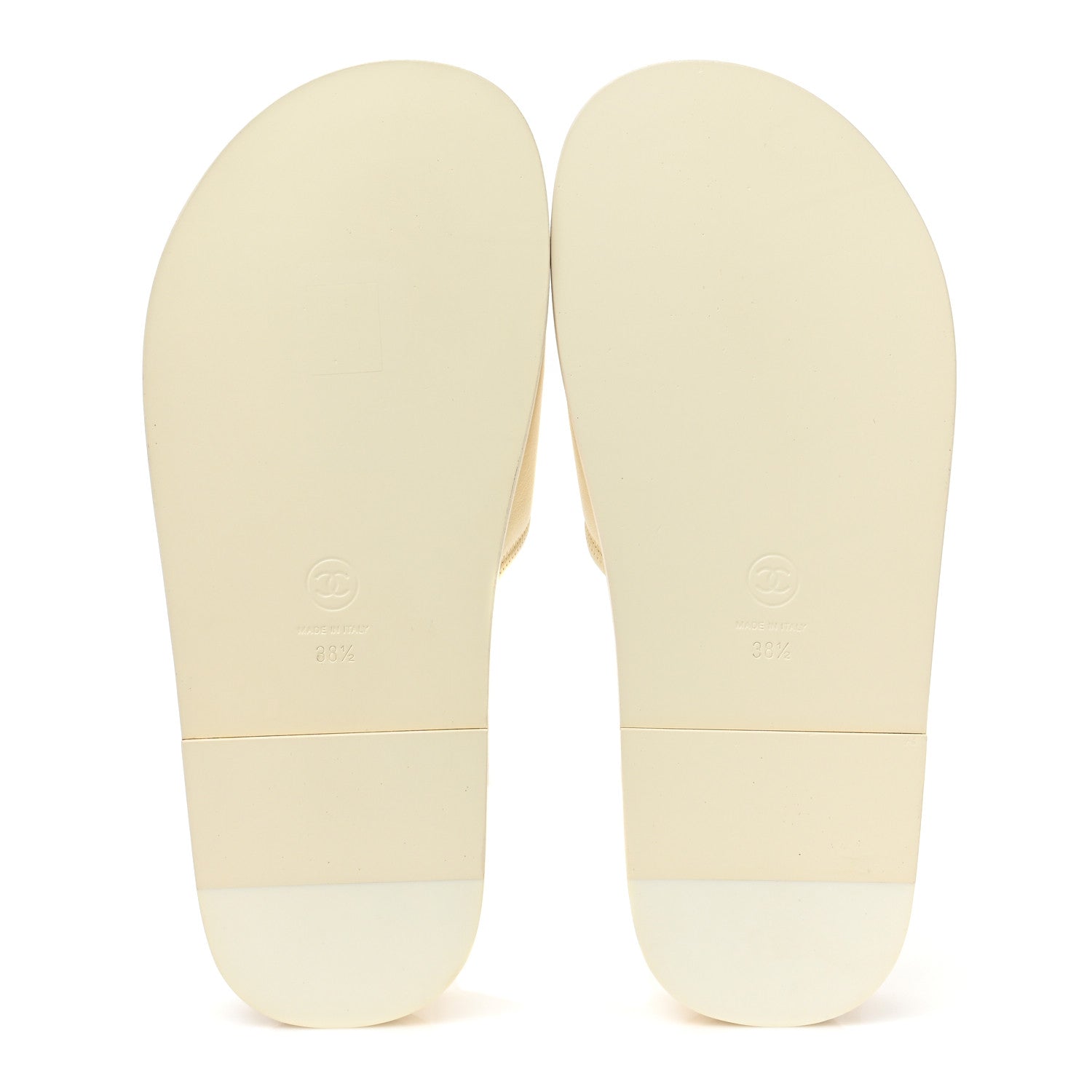 Chanel Lambskin Cha-Nel Mule Sandals 38.5 Ivory Multicolor 6 of 11