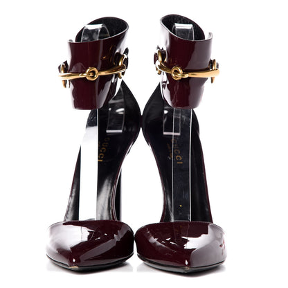 Gucci Vernice Crystal Ursula Ankle Strap Pumps 36.5 Classic Burgundy 2 of 14