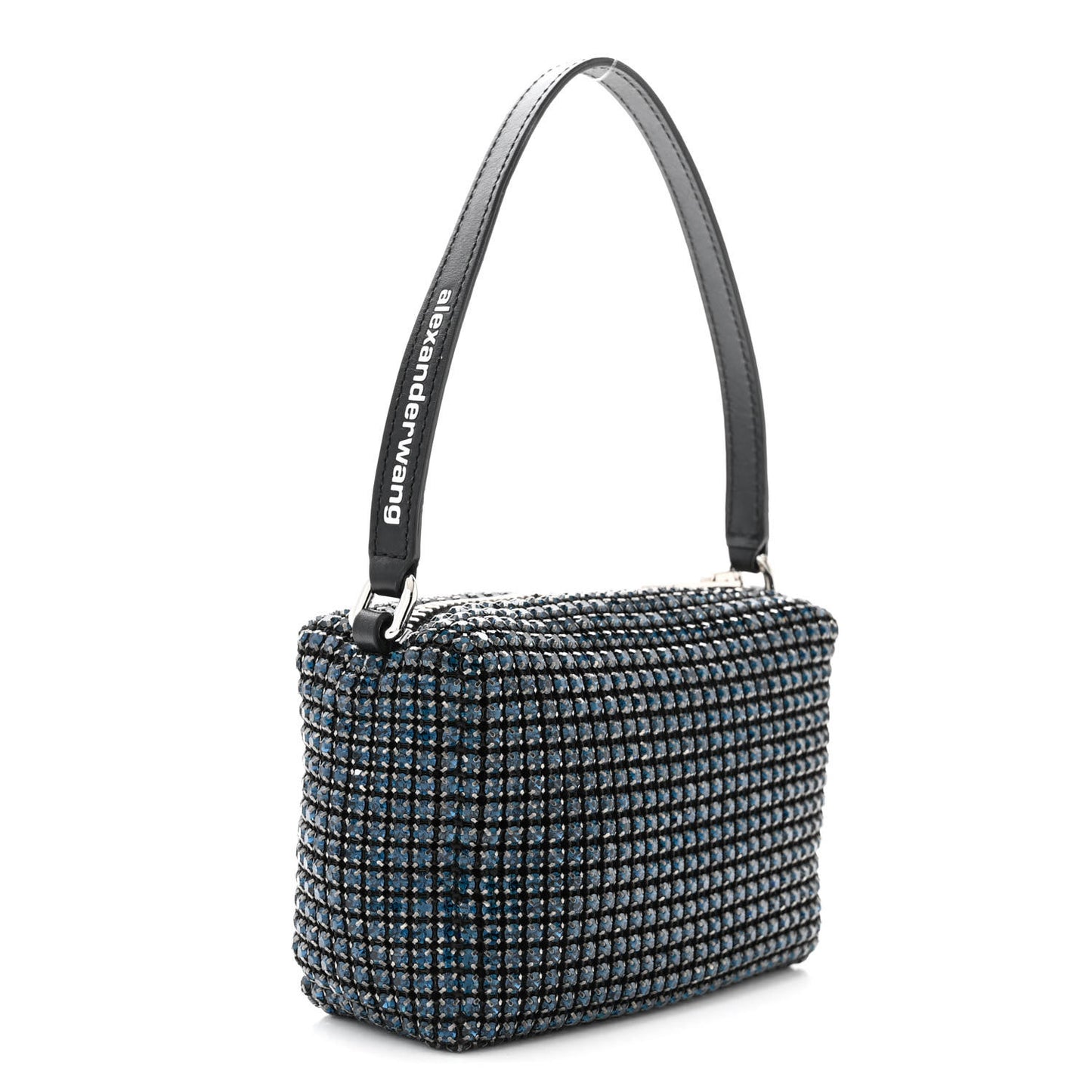 Mesh Crystal Rhinestone Mini Heiress Pouch Navy
