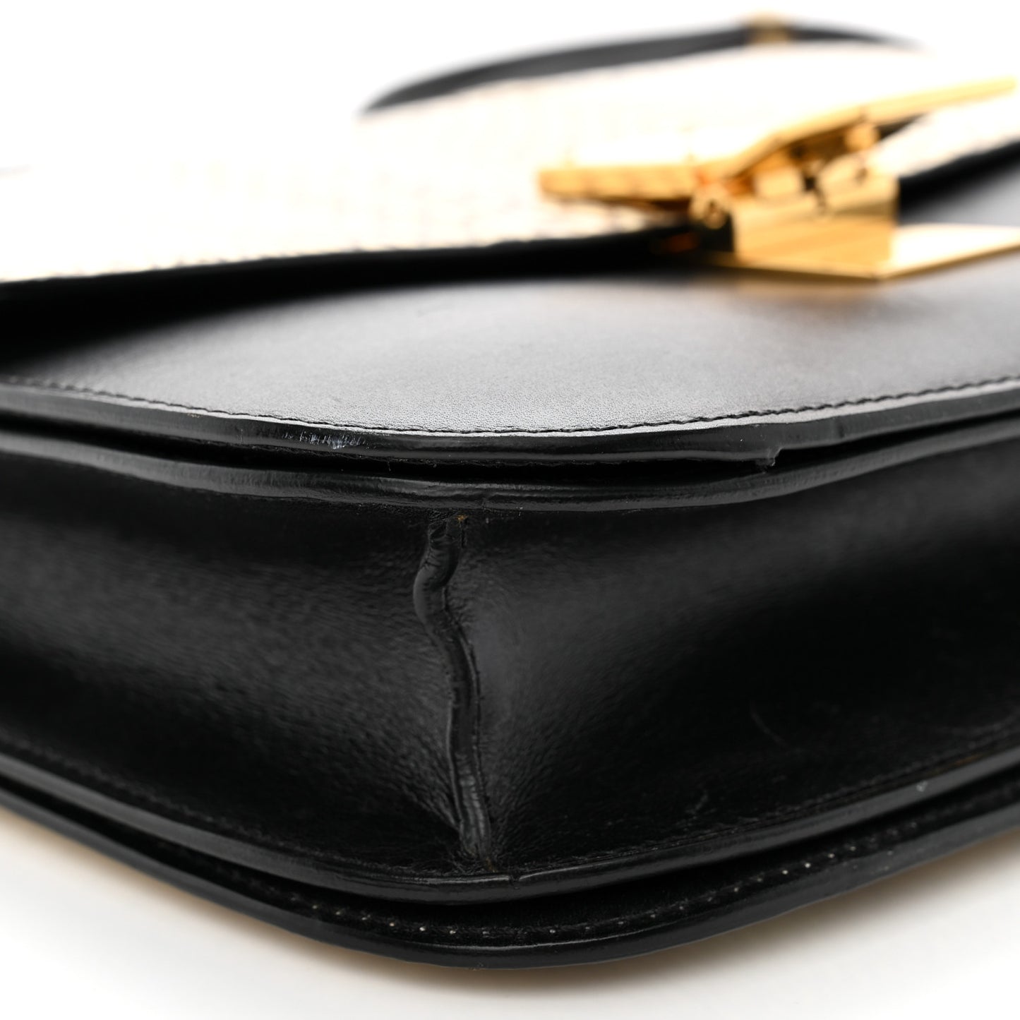 Cobra Calfskin Medium Classic Box Flap Bag Natural Black